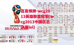 百赢棋牌-wcg2013英雄联盟冠军(wcg2013中国区总决赛lol)